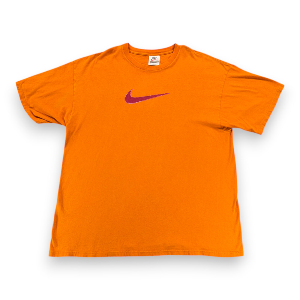 Vintage Nike Shirt Adult EXTRA LARGE Orange Center Red Swoosh Cotton USA 90s